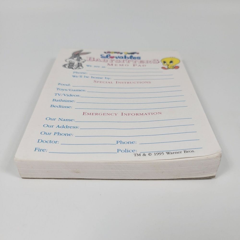 VTG Looney Tunes Lovables Babysitters Memo Pad Baby Bugs Bunny Baby Tweety - Picture 6 of 8